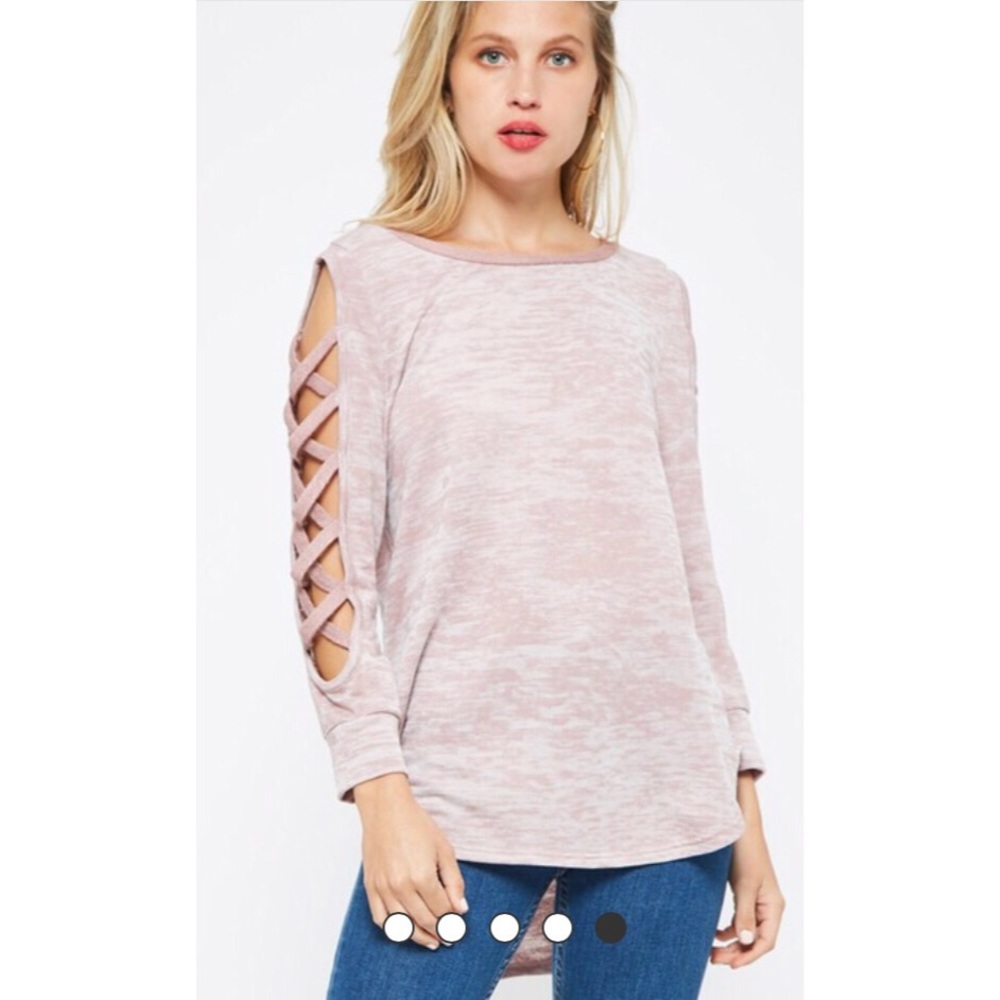 FINAL ☕️ Burnout Mauve Sleeve Cross Strap Top